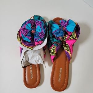 Gianni bini zereena women's slip on sandals size 9 multicolored